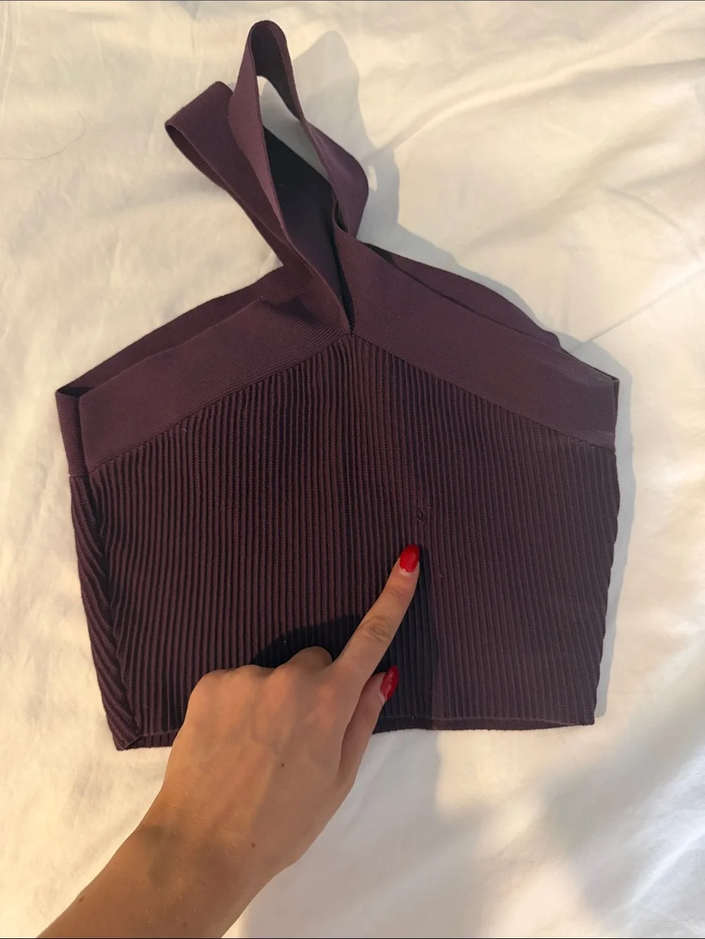 Aritzia Ribbed Cross-Strap Crop Top - Plum - Picture 2 of 3